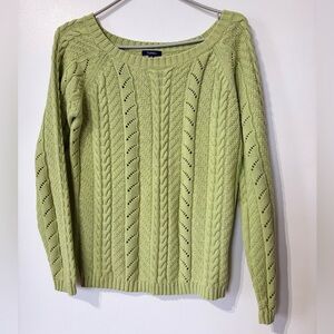 🎉4/30$🎉 Reitmans Green Cable Knit Scoop Neck Sweater – Women’s M